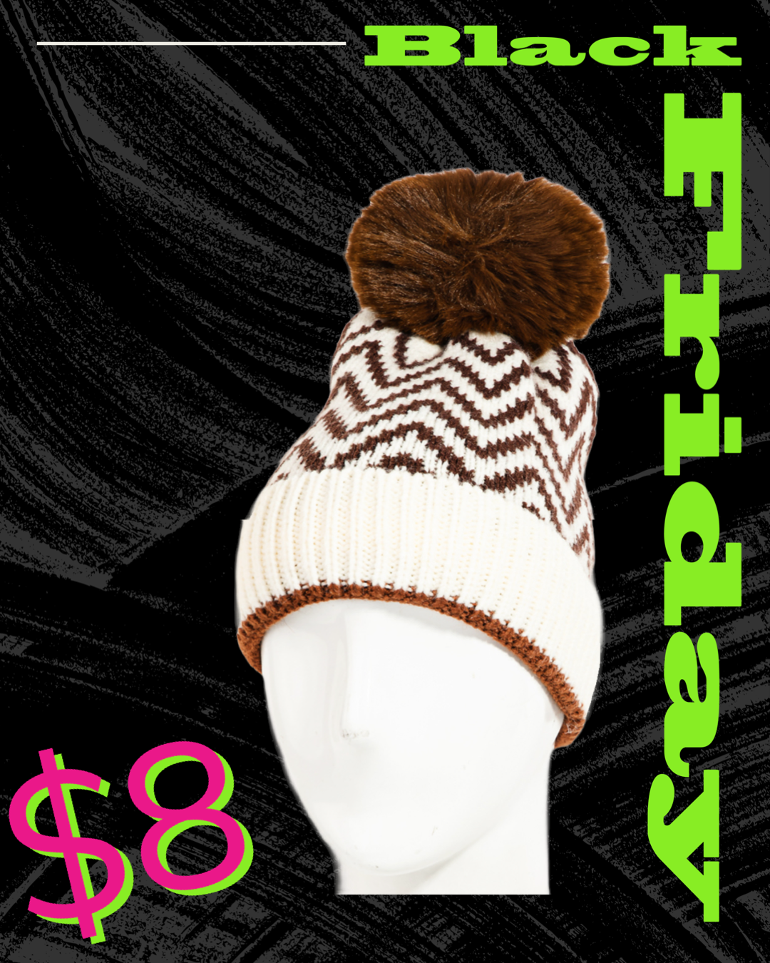 Zig zag Pom beanie