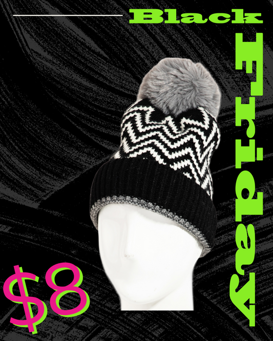 Zig zag Pom beanie